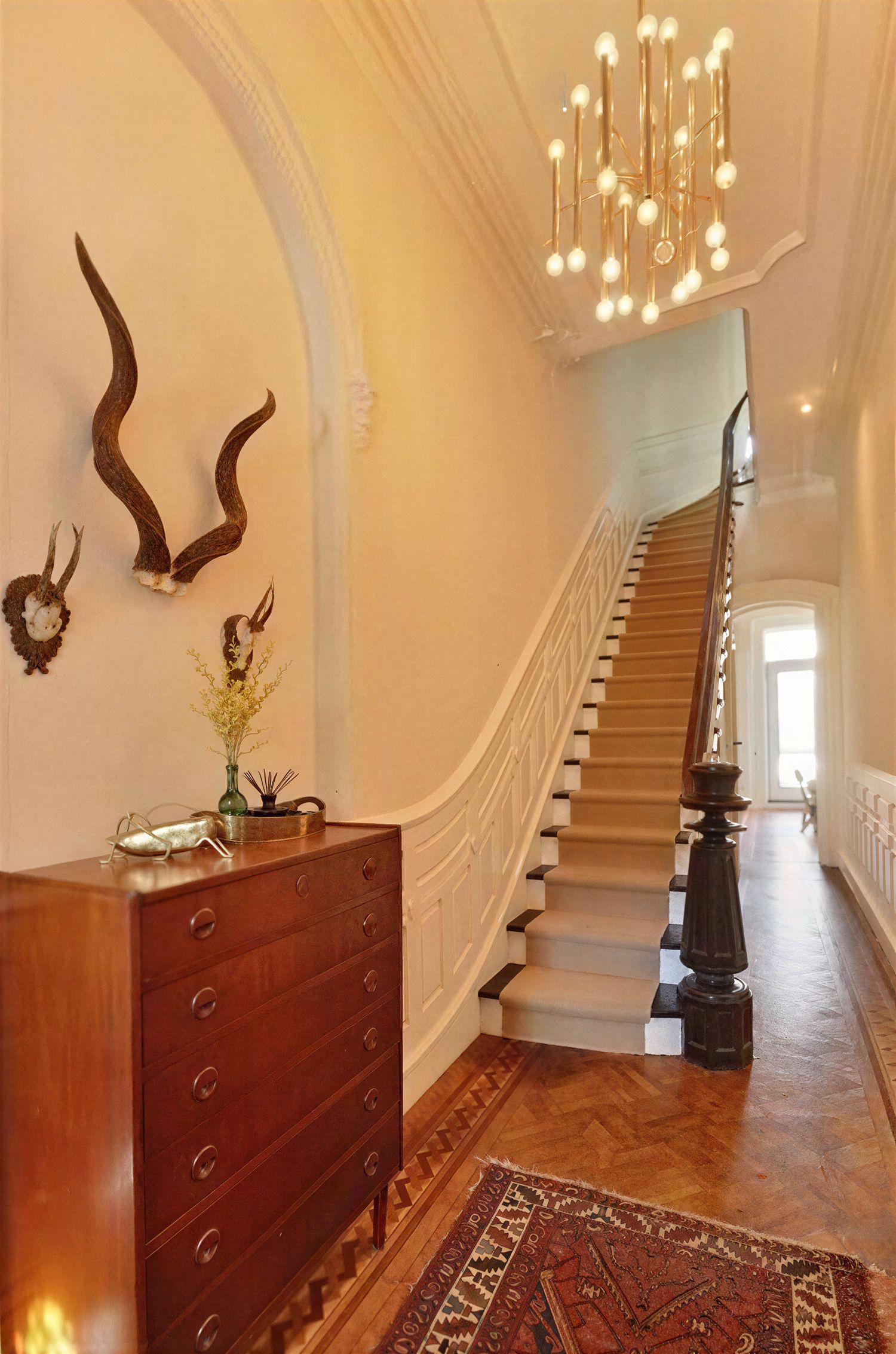 Entry stair and chandelier, Clinton Hill
