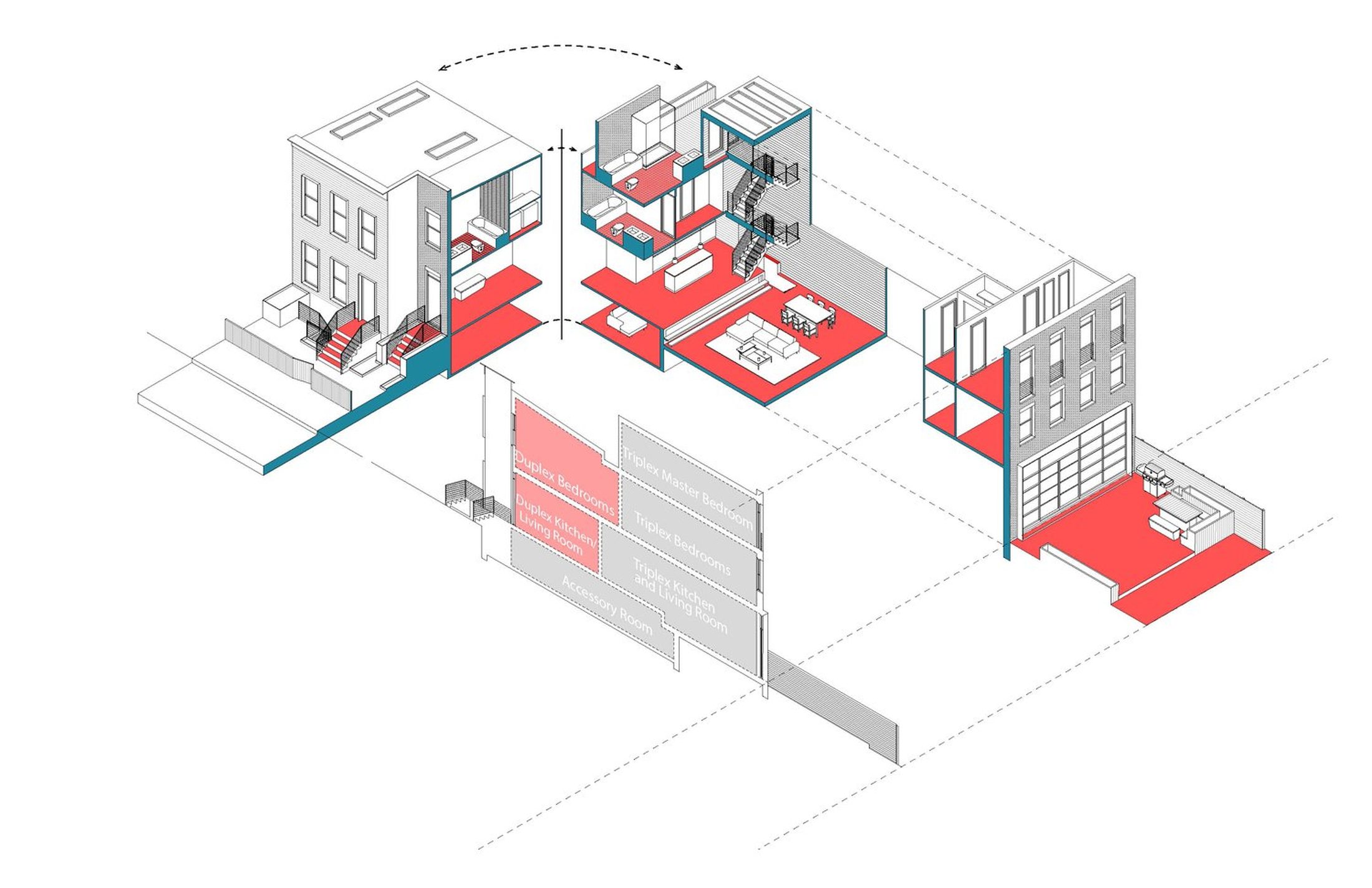 Exploded axonometric drawing, Park Slope